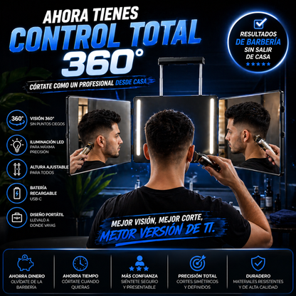 👉 Resultados de barbería desde casa con visión 360° real - Espejo Triptico 360