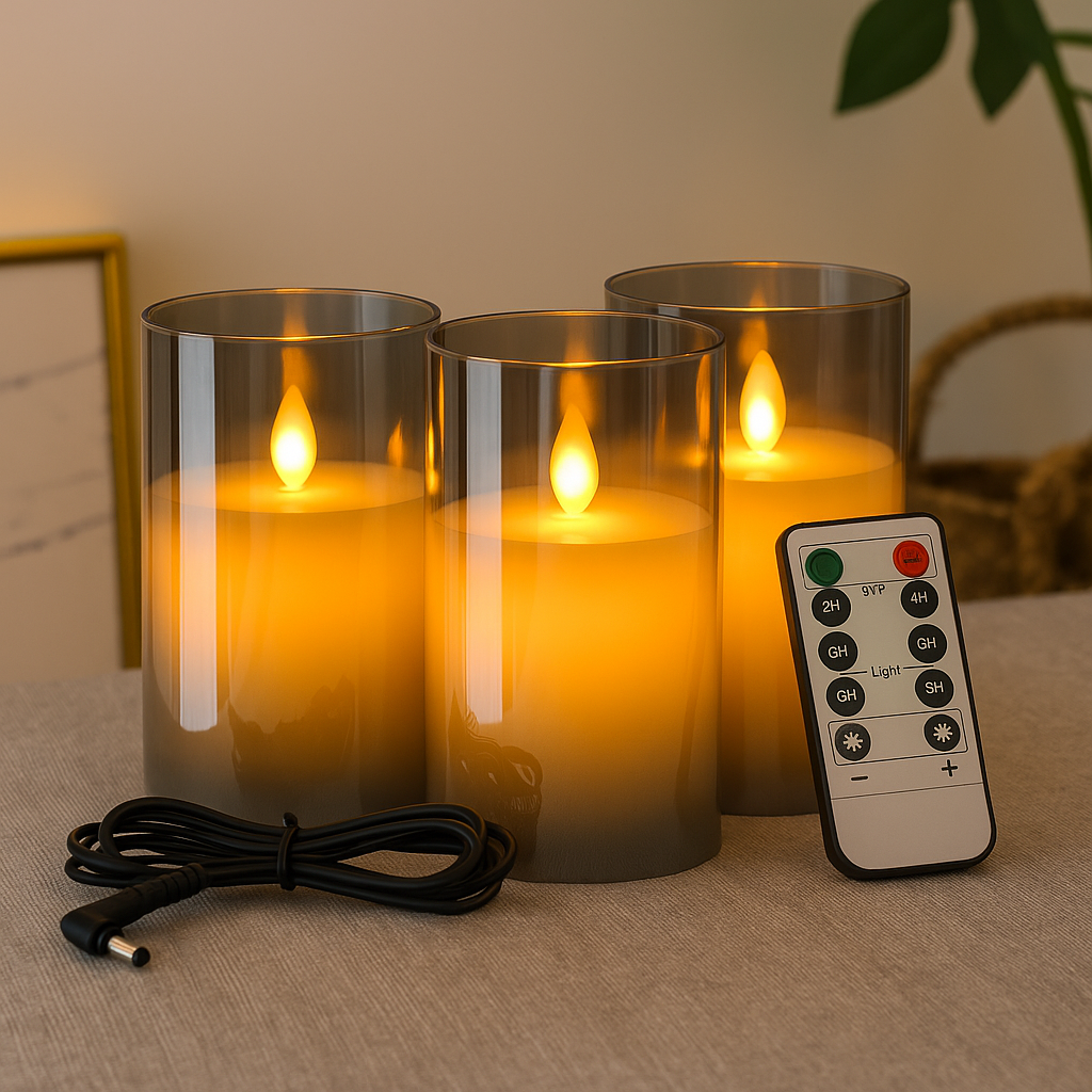 3 Velas Eléctricas Led Recargables