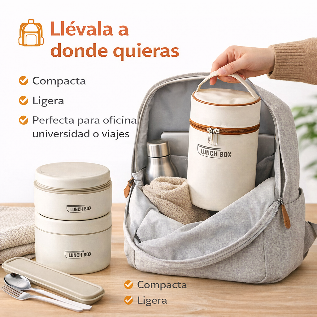 Tu comida caliente, donde quieras  - LONCHERA TERMICA X3