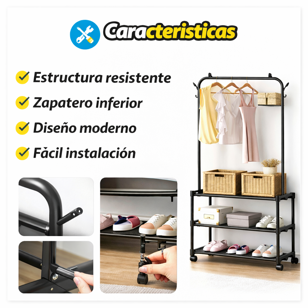 ¡Organiza tu espacio en minutos! - ZAPATERO Y PERCHERO