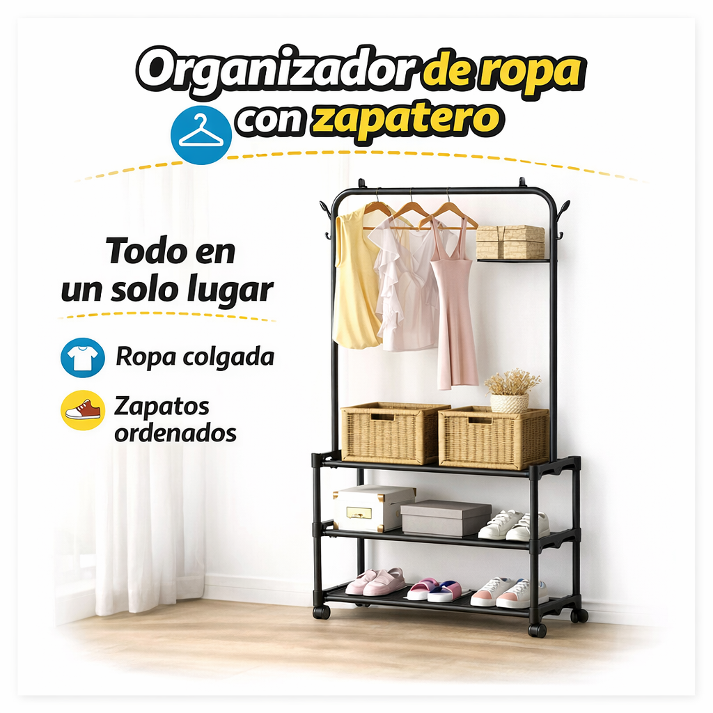 ¡Organiza tu espacio en minutos! - ZAPATERO Y PERCHERO