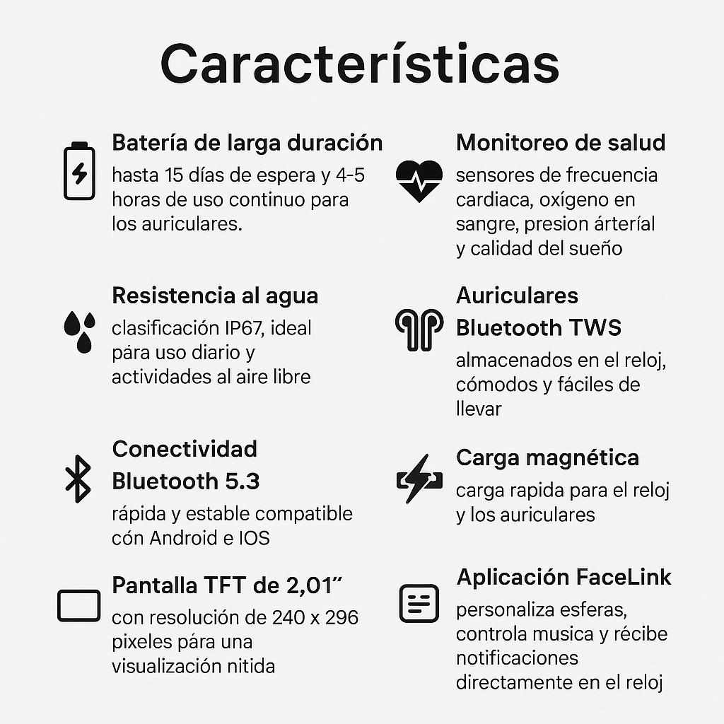 No cargues mas audifonos y reloj separados ahora llevalos juntos - RELOJ + AUDIFONOS.
