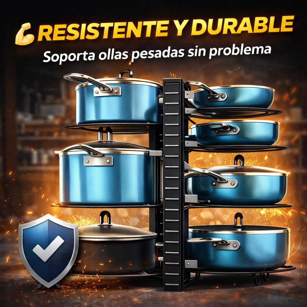 NO MÁS OLLAS AMONTONADAS CON ESTE ORGANIZADOR DE OLLAS Y SARTENES