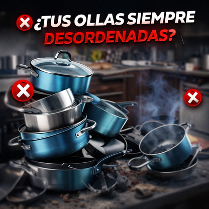 NO MÁS OLLAS AMONTONADAS CON ESTE ORGANIZADOR DE OLLAS Y SARTENES