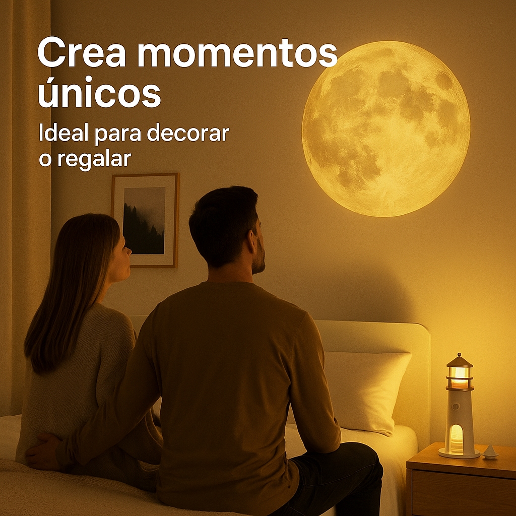 Lámpara Faro Proyector Lunar LED con Control Remoto