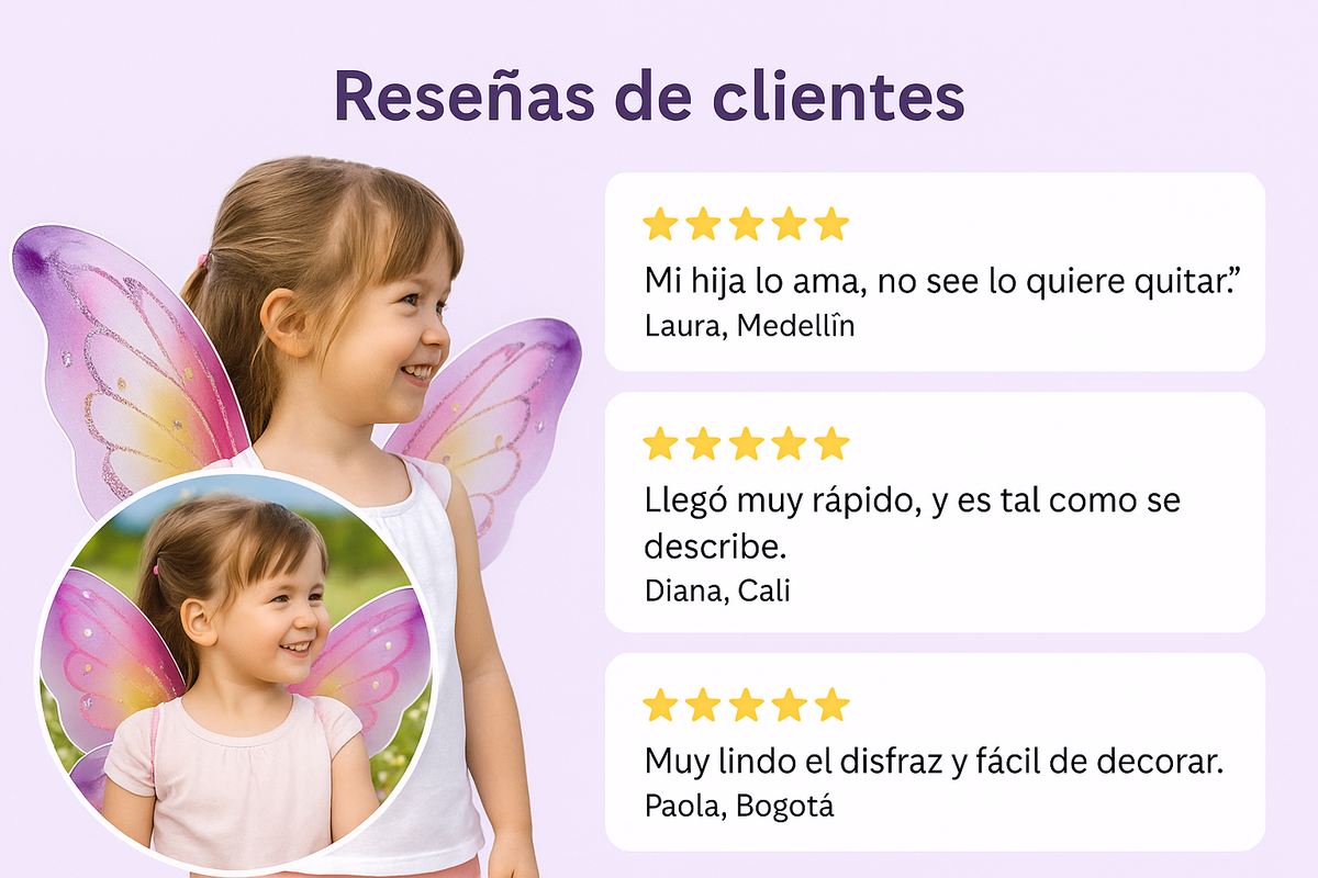 El disfraz que hace sentir a tu niña como un hada de verdad. - ALAS DE MARIPOSA.