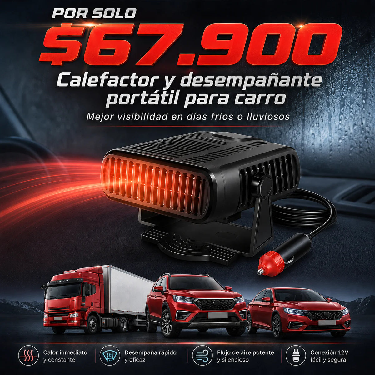 Ventilador Calefactor Portatil Carro
