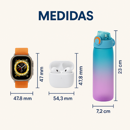 COMBO RELOJ + AUDIFONOS + TERMO DE SABOR EL COMBO PERFECTO