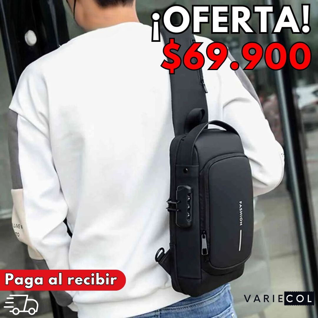 BOLSO IMPERMEABLE ANTIRROBO® CON CARGA USB EN FIBRA DE CARBONO